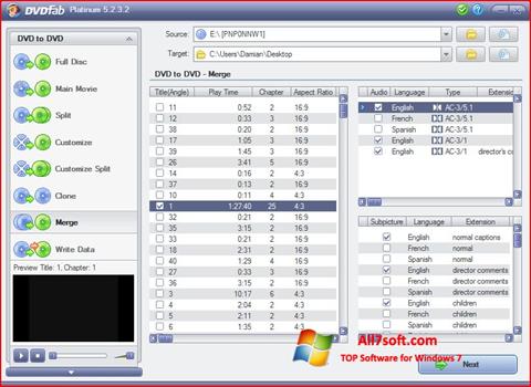 Ekrānuzņēmums DVDFab Windows 7