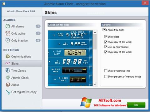 Ekrānuzņēmums Atomic Alarm Clock Windows 7