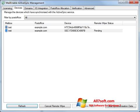 Ekrānuzņēmums Microsoft ActiveSync Windows 7
