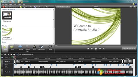Ekrānuzņēmums Camtasia Studio Windows 7