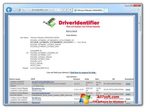 Ekrānuzņēmums Driver Identifier Windows 7