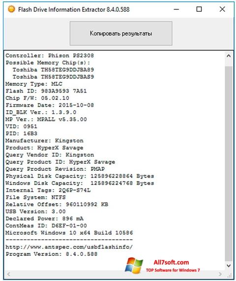 Ekrānuzņēmums Flash Drive Information Extractor Windows 7