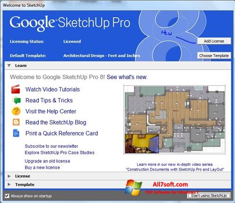 Ekrānuzņēmums Google SketchUp Pro Windows 7