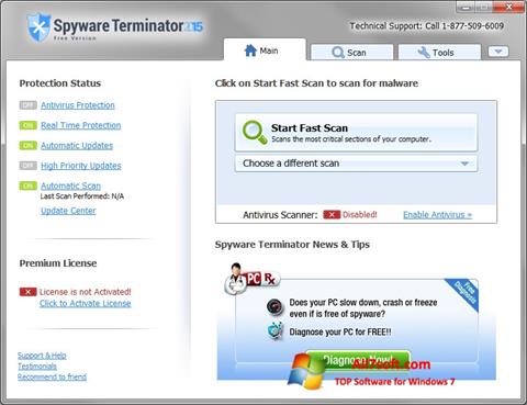 Ekrānuzņēmums Spyware Terminator Windows 7