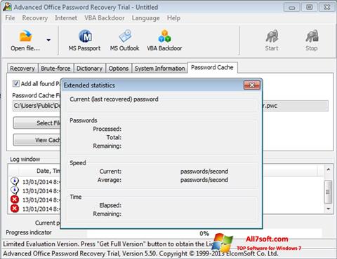 Ekrānuzņēmums Advanced Office Password Recovery Windows 7