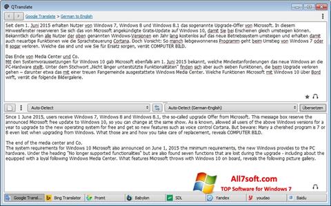 Ekrānuzņēmums QTranslate Windows 7