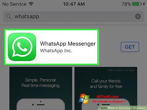 Ekrānuzņēmums WhatsApp Windows 7