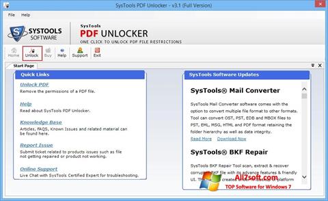 Ekrānuzņēmums PDF Unlocker Windows 7
