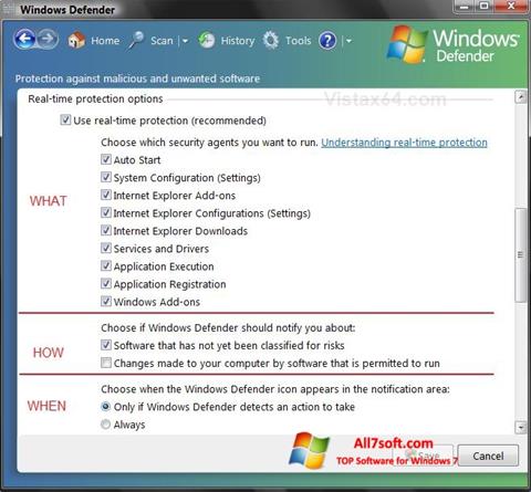 Ekrānuzņēmums Windows Defender Windows 7