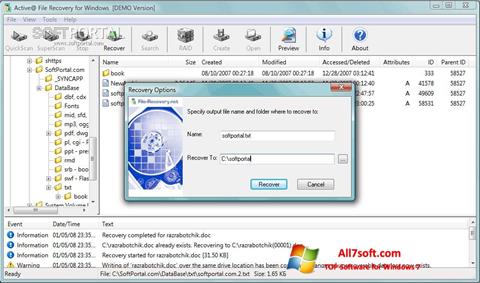 Ekrānuzņēmums Active File Recovery Windows 7