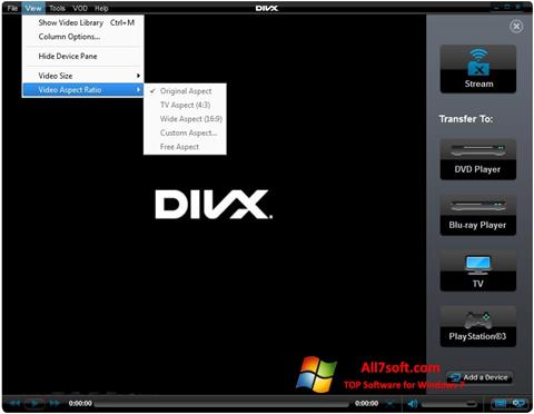 Ekrānuzņēmums DivX Player Windows 7