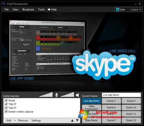 Ekrānuzņēmums XSplit Broadcaster Windows 7