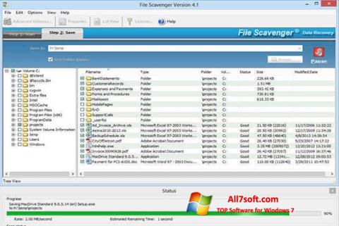 Ekrānuzņēmums File Scavenger Windows 7