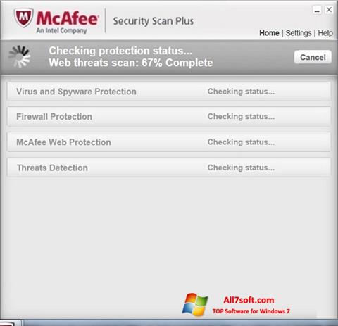 Ekrānuzņēmums McAfee Security Scan Plus Windows 7
