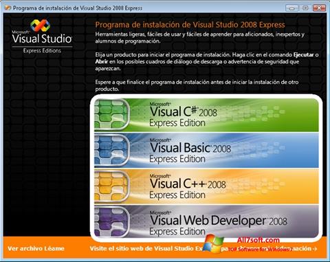 Ekrānuzņēmums Microsoft Visual Studio Windows 7