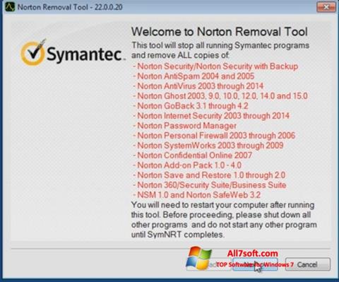 Ekrānuzņēmums Norton Removal Tool Windows 7