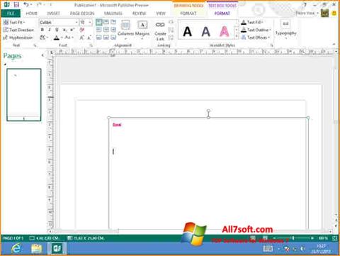 Ekrānuzņēmums Microsoft Publisher Windows 7