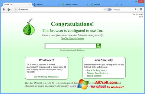 Ekrānuzņēmums Tor Windows 7