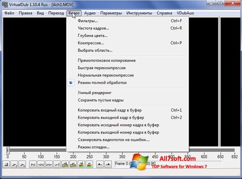 Ekrānuzņēmums VirtualDub Windows 7