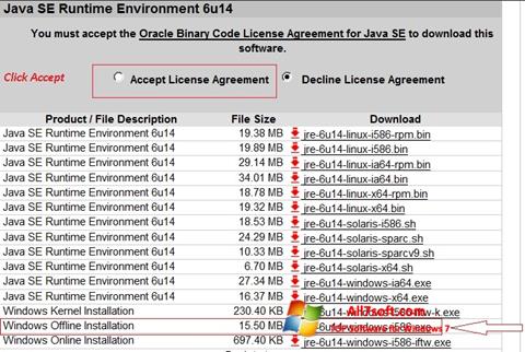 Ekrānuzņēmums Java Runtime Environment Windows 7