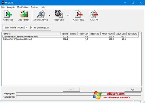 Ekrānuzņēmums MP3Gain Windows 7