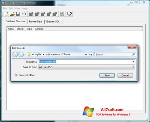 Ekrānuzņēmums SQLite Database Browser Windows 7