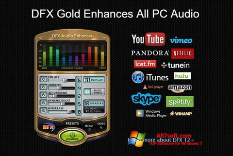 Ekrānuzņēmums DFX Audio Enhancer Windows 7