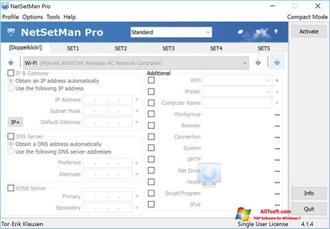 Ekrānuzņēmums NetSetMan Windows 7
