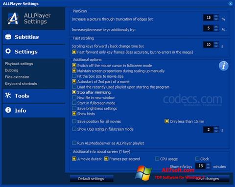 Ekrānuzņēmums ALLPlayer Windows 7