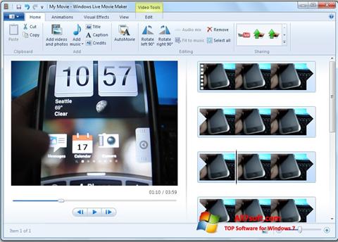 Ekrānuzņēmums Windows Live Movie Maker Windows 7