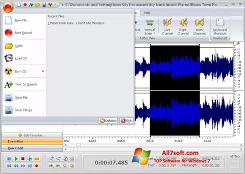 Ekrānuzņēmums Free Audio Editor Windows 7