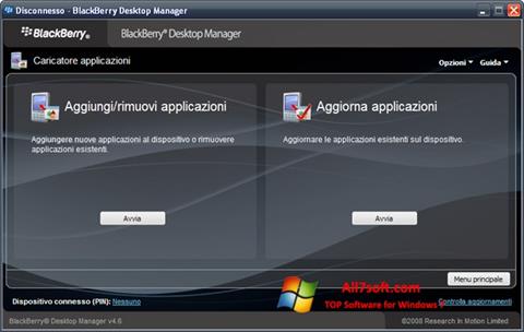 Ekrānuzņēmums BlackBerry Desktop Manager Windows 7