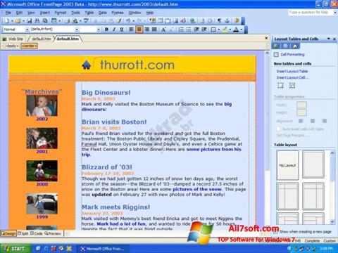 Ekrānuzņēmums Microsoft FrontPage Windows 7