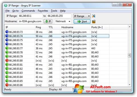 Ekrānuzņēmums Angry IP Scanner Windows 7
