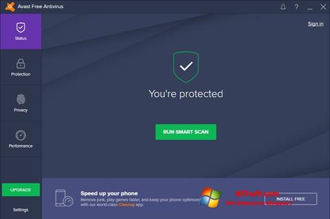 Ekrānuzņēmums Avast Free Antivirus Windows 7