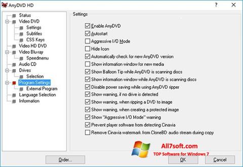 Ekrānuzņēmums AnyDVD Windows 7