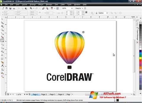 Ekrānuzņēmums CorelDRAW Windows 7