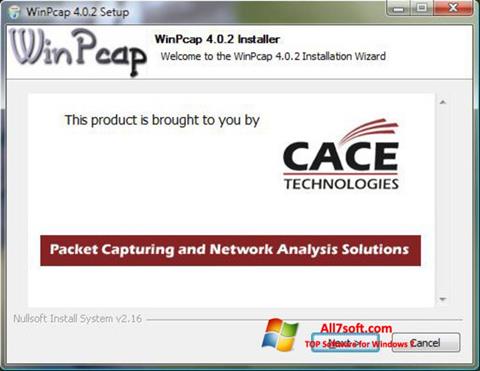 Ekrānuzņēmums WinPcap Windows 7