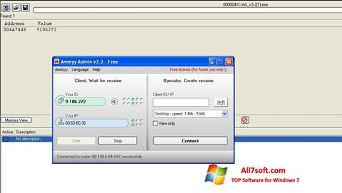 Ekrānuzņēmums Ammyy Admin Windows 7