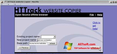 Ekrānuzņēmums HTTrack Website Copier Windows 7