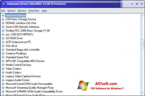 Ekrānuzņēmums Unknown Device Identifier Windows 7