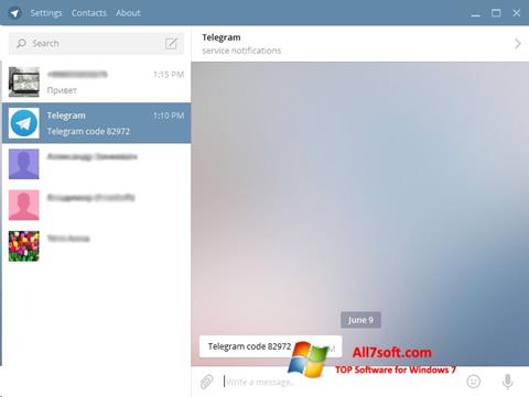 Ekrānuzņēmums Telegram Desktop Windows 7