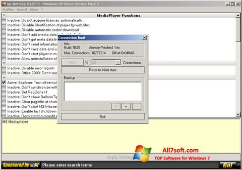 Ekrānuzņēmums XP-AntiSpy Windows 7
