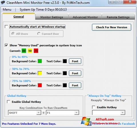 Ekrānuzņēmums CleanMem Windows 7