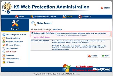 Ekrānuzņēmums K9 Web Protection Windows 7
