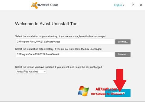 Ekrānuzņēmums Avast Uninstall Utility Windows 7