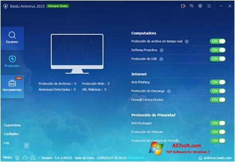 Ekrānuzņēmums Baidu Antivirus Windows 7