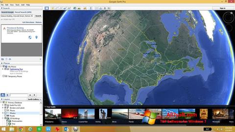 Ekrānuzņēmums Google Earth Windows 7