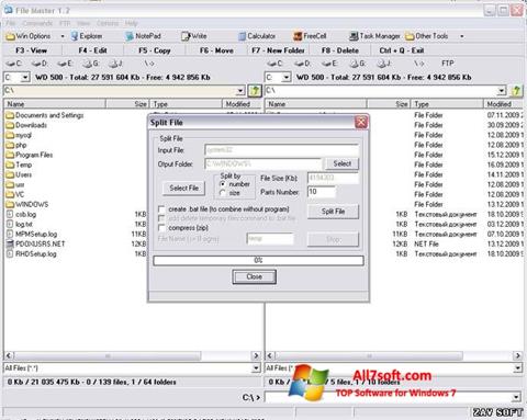 Ekrānuzņēmums File Master Windows 7