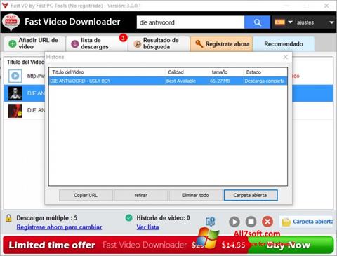 Ekrānuzņēmums Fast Video Downloader Windows 7